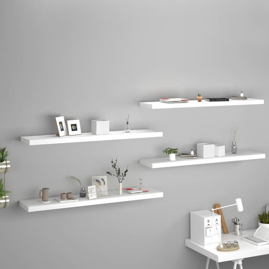 Wandschappen zwevend 4 st 120x23,5x3,8 cm MDF wit MeubelReus
