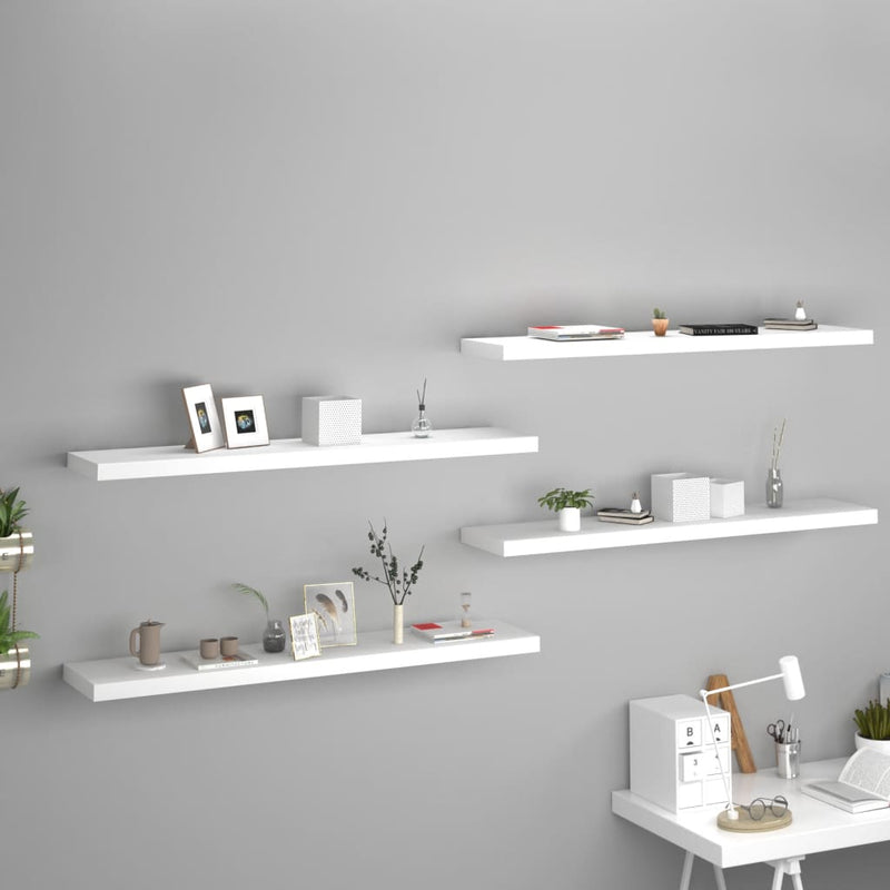 Wandschappen zwevend 4 st 120x23,5x3,8 cm MDF wit MeubelReus