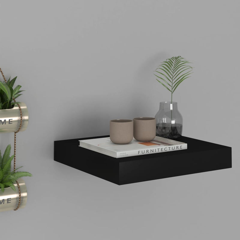 Wandschap zwevend 23x23,5x3,8 cm MDF zwart MeubelReus