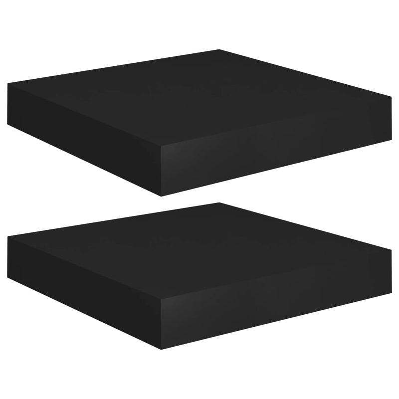 Wandschappen zwevend 2 st 23x23,5x3,8 cm MDF zwart MeubelReus