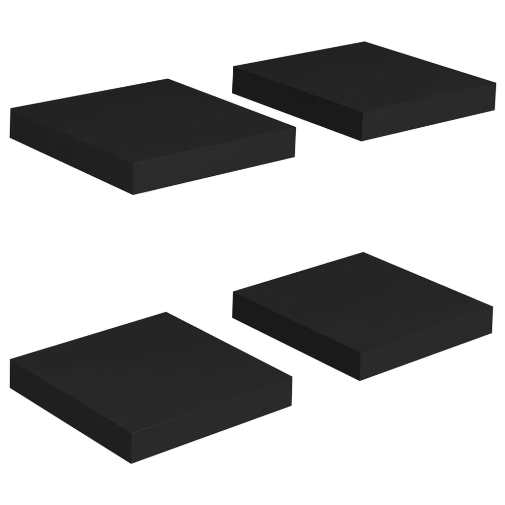 Wandschappen zwevend 4 st 23x23,5x3,8 cm MDF zwart MeubelReus