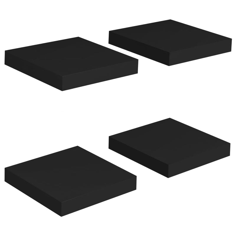 Wandschappen zwevend 4 st 23x23,5x3,8 cm MDF zwart MeubelReus