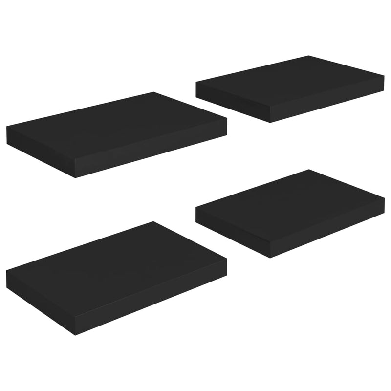 Wandschappen zwevend 4 st 40x23x3,8 cm MDF zwart MeubelReus