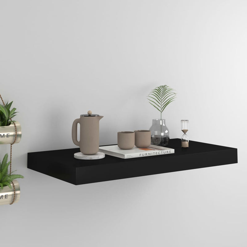 Wandschap zwevend 50x23x3,8 cm MDF zwart MeubelReus