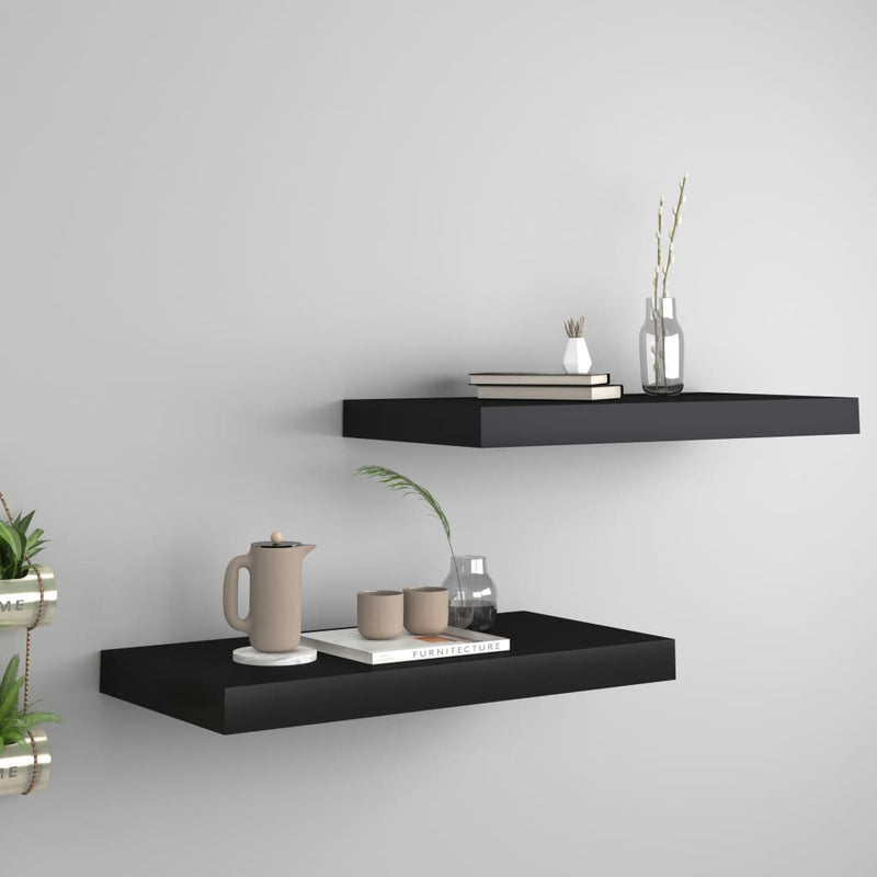 Wandschappen zwevend 2 st 50x23x3,8 cm MDF zwart MeubelReus