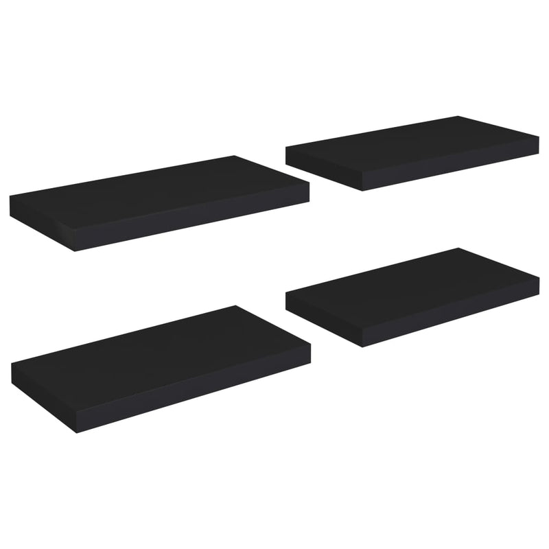 Wandschappen zwevend 4 st 50x23x3,8 cm MDF zwart MeubelReus