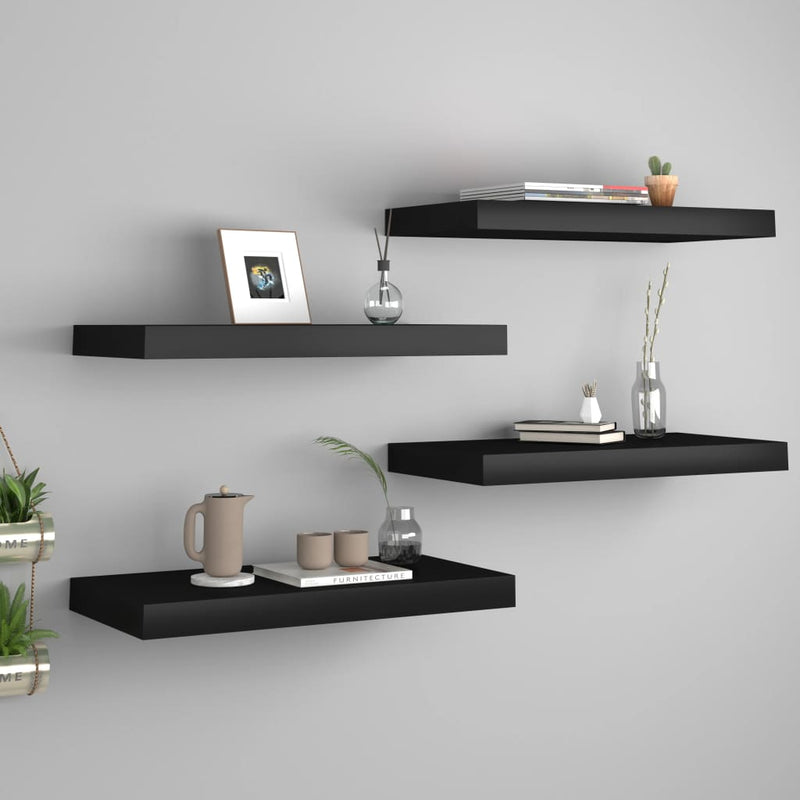 Wandschappen zwevend 4 st 50x23x3,8 cm MDF zwart MeubelReus