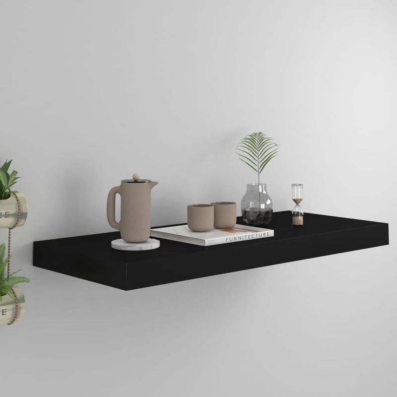 Wandschap zwevend 60x23,5x3,8 cm MDF zwart MeubelReus