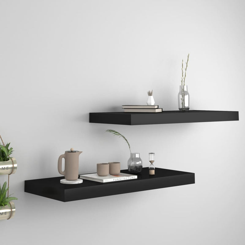 Wandschappen zwevend 2 st 60x23,5x3,8 cm MDF zwart MeubelReus