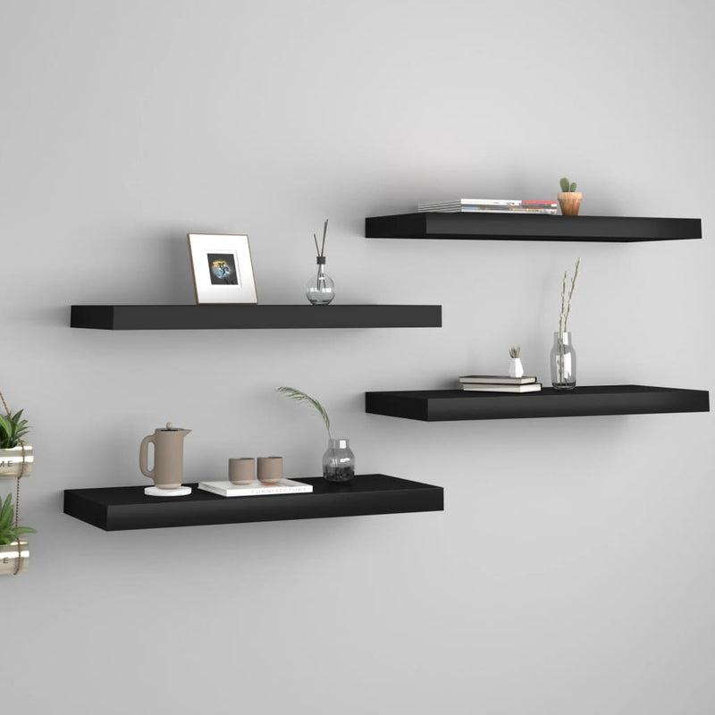Wandschappen zwevend 4 st 60x23,5x3,8 cm MDF zwart MeubelReus