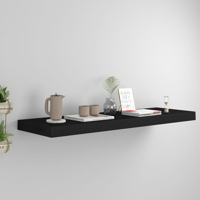 Wandschap zwevend 80x23,5x3,8 cm MDF zwart MeubelReus