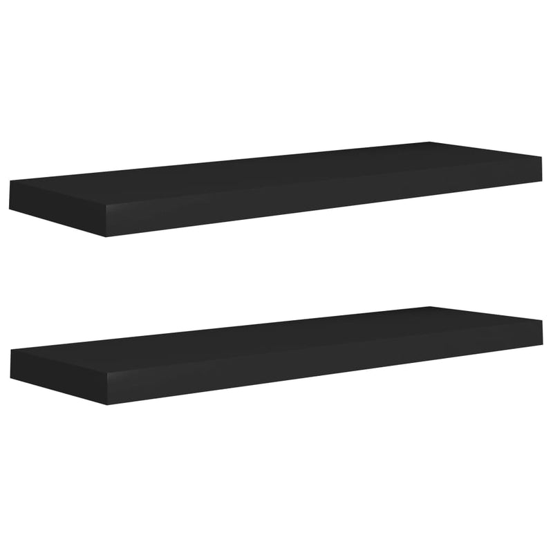 Wandschappen zwevend 2 st 80x23,5x3,8 cm MDF zwart MeubelReus