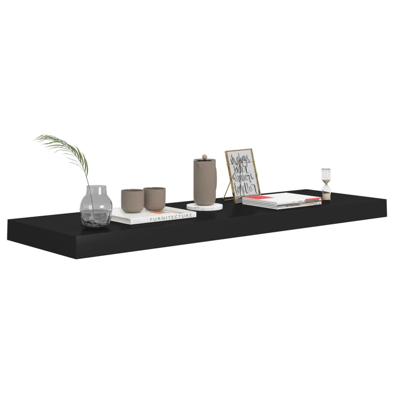 Wandschappen zwevend 2 st 80x23,5x3,8 cm MDF zwart MeubelReus
