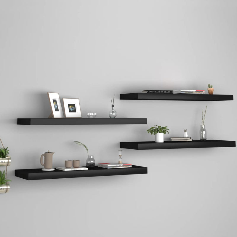 Wandschappen zwevend 4 st 80x23,5x3,8 cm MDF zwart MeubelReus