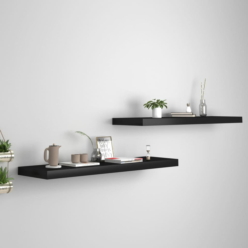 Wandschappen zwevend 2 st 90x23,5x3,8 cm MDF zwart MeubelReus