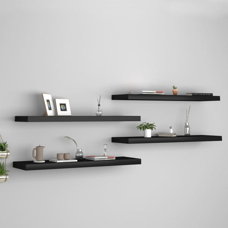 Wandschappen zwevend 4 st 90x23,5x3,8 cm MDF zwart MeubelReus