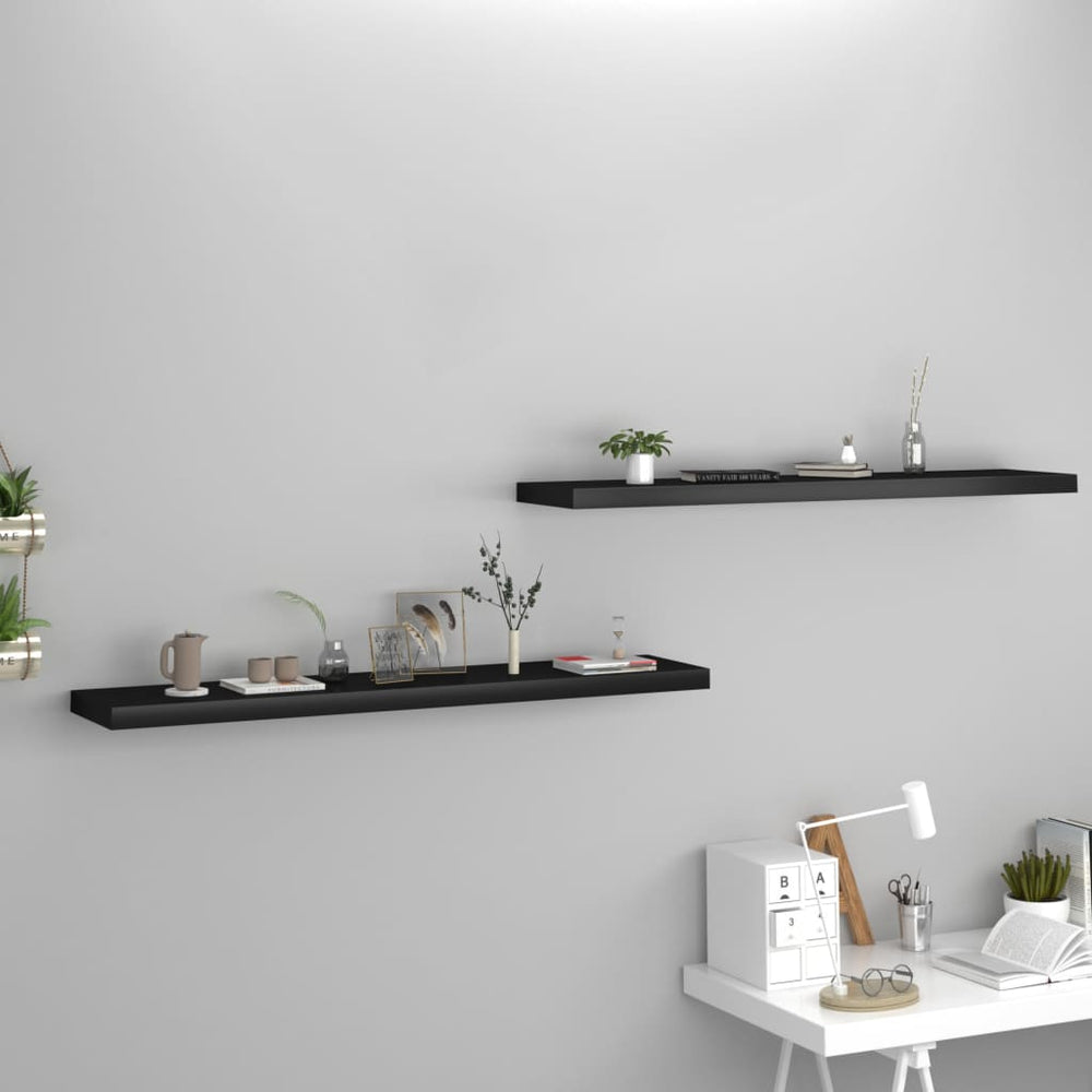 Wandschappen zwevend 2 st 120x23,5x3,8 cm MDF zwart MeubelReus