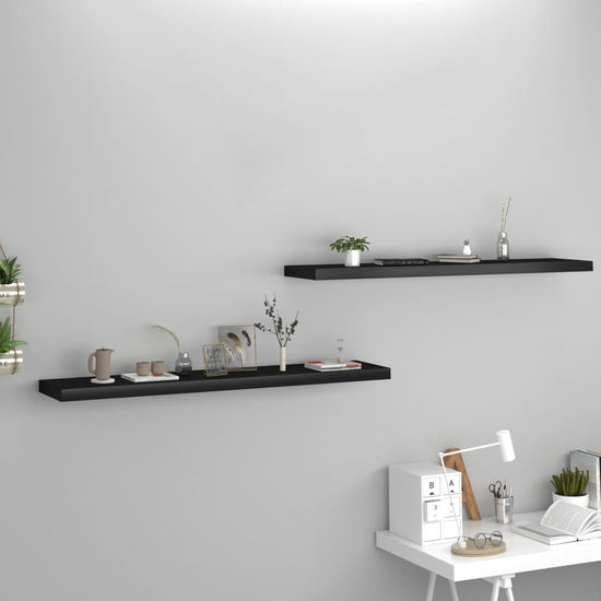 Wandschappen zwevend 2 st 120x23,5x3,8 cm MDF zwart MeubelReus