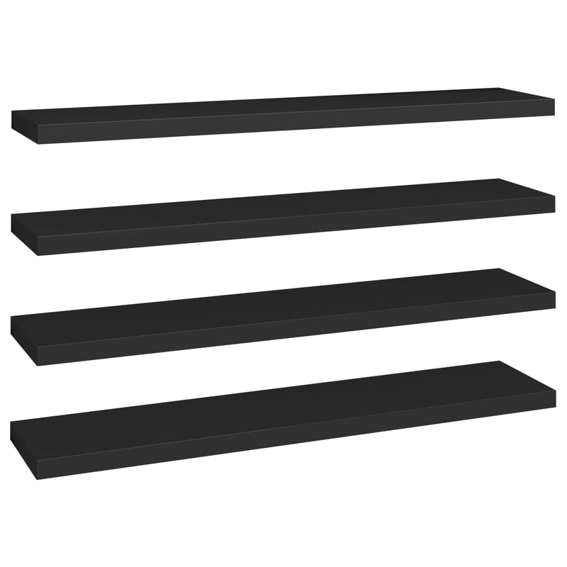 Wandschappen zwevend 4 st 120x23,5x3,8 cm MDF zwart MeubelReus
