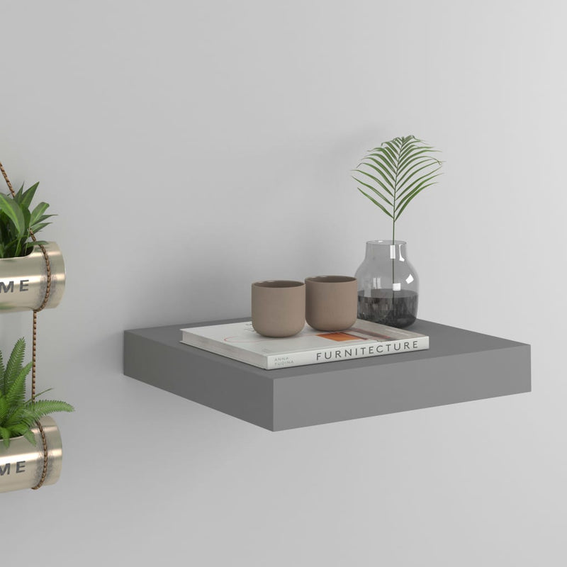 Wandschap zwevend 23x23,5x3,8 cm MDF grijs MeubelReus
