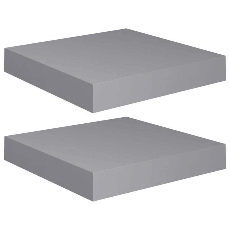 Wandschappen zwevend 2 st 23x23,5x3,8 cm MDF grijs MeubelReus