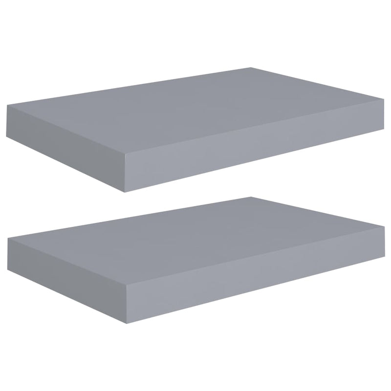 Wandschappen zwevend 2 st 40x23x3,8 cm MDF grijs MeubelReus
