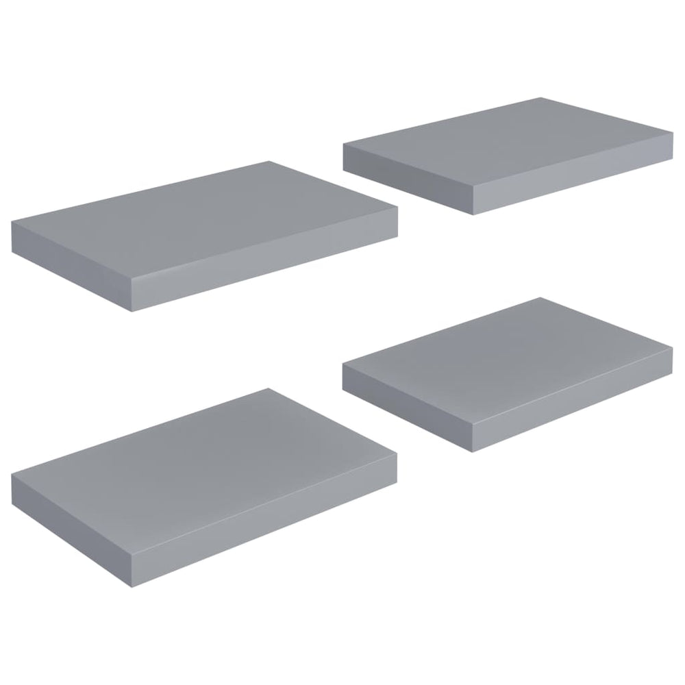 Wandschappen zwevend 4 st 40x23x3,8 cm MDF grijs MeubelReus