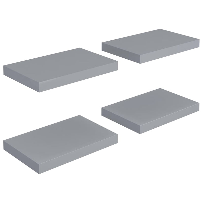 Wandschappen zwevend 4 st 40x23x3,8 cm MDF grijs MeubelReus
