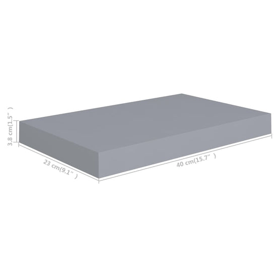 Wandschappen zwevend 4 st 40x23x3,8 cm MDF grijs MeubelReus