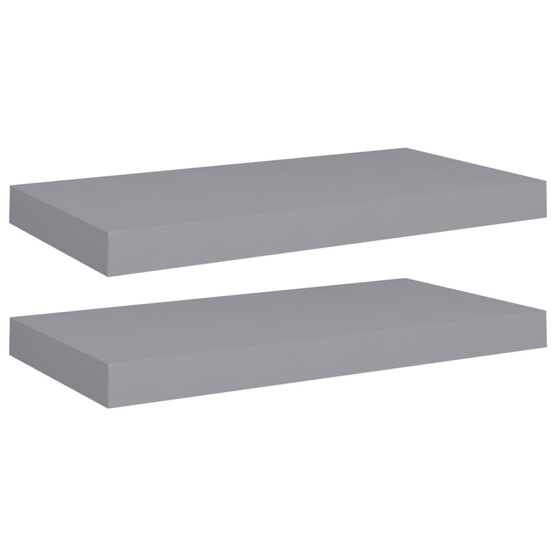 Wandschappen zwevend 2 st 50x23x3,8 cm MDF grijs MeubelReus