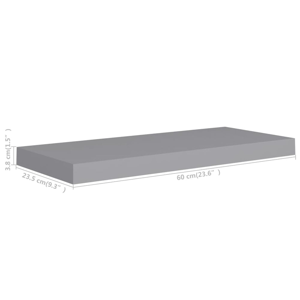 Wandschap zwevend 60x23,5x3,8 cm MDF grijs MeubelReus