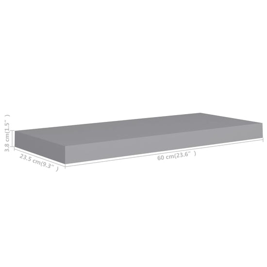 Wandschap zwevend 60x23,5x3,8 cm MDF grijs MeubelReus