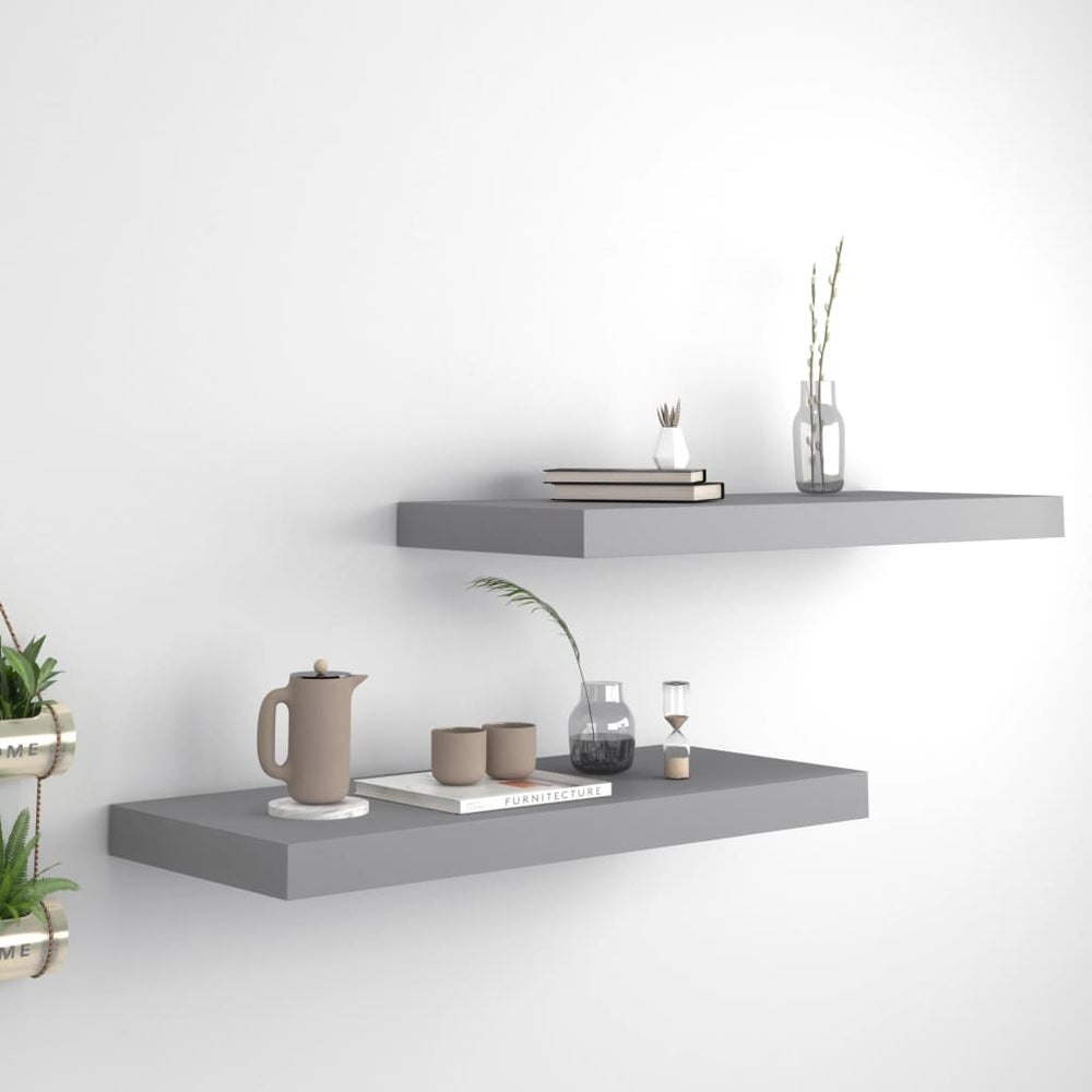 Wandschappen zwevend 2 st 60x23,5x3,8 cm MDF grijs MeubelReus