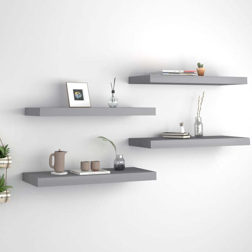 Wandschappen zwevend 4 st 60x23,5x3,8 cm MDF grijs MeubelReus