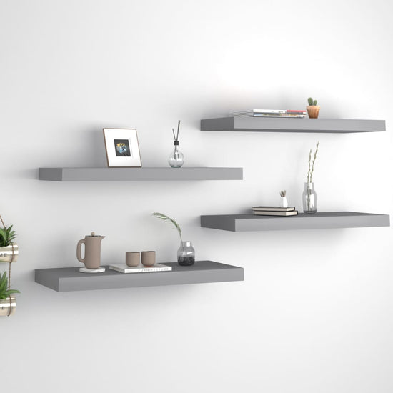 Wandschappen zwevend 4 st 60x23,5x3,8 cm MDF grijs MeubelReus