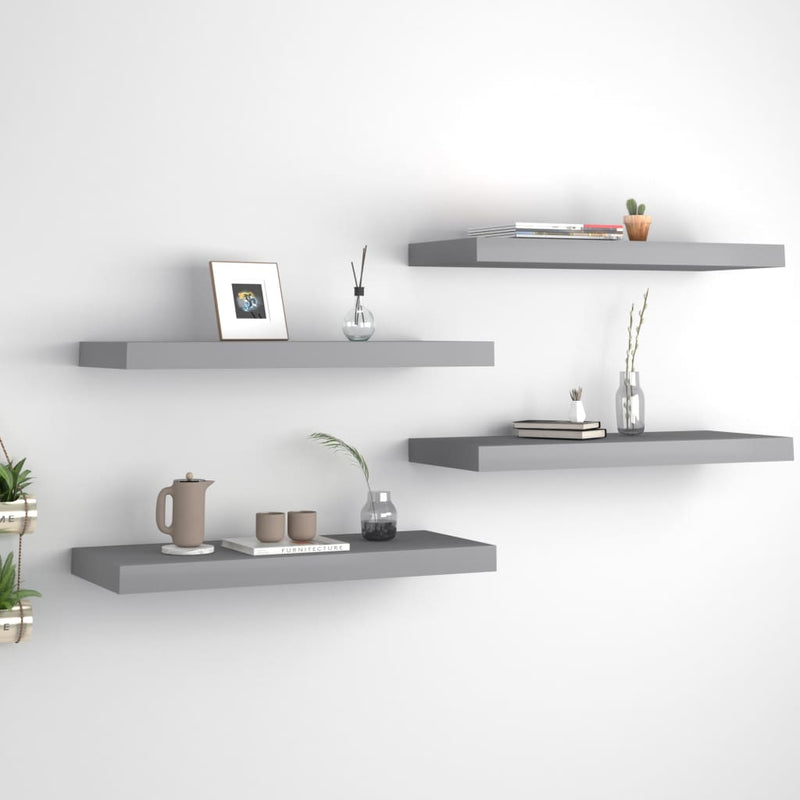 Wandschappen zwevend 4 st 60x23,5x3,8 cm MDF grijs MeubelReus