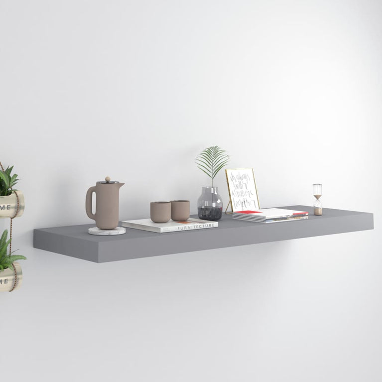 Wandschap zwevend 80x23,5x3,8 cm MDF grijs MeubelReus