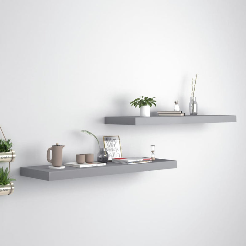 Wandschappen zwevend 2 st 80x23,5x3,8 cm MDF grijs MeubelReus