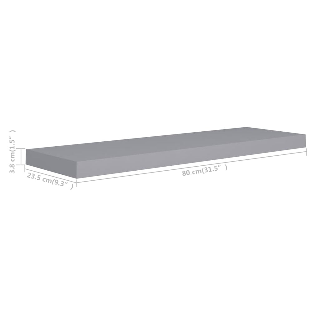 Wandschappen zwevend 4 st 80x23,5x3,8 cm MDF grijs MeubelReus