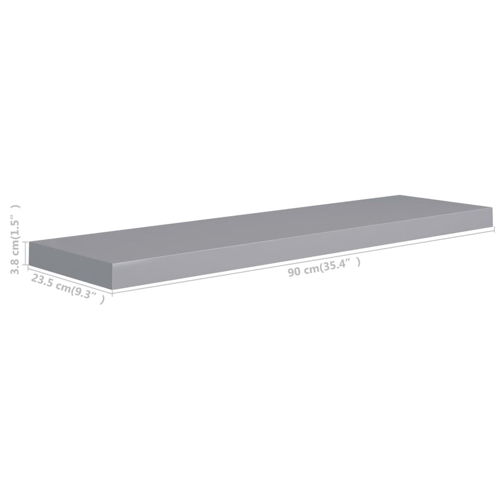 Wandschap zwevend 90x23,5x3,8 cm MDF grijs MeubelReus
