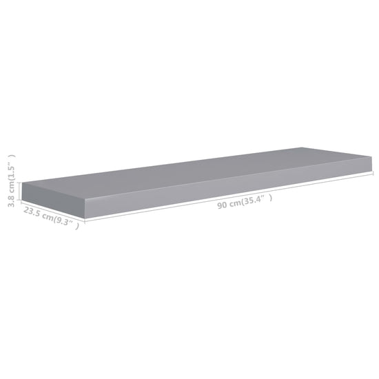 Wandschap zwevend 90x23,5x3,8 cm MDF grijs MeubelReus