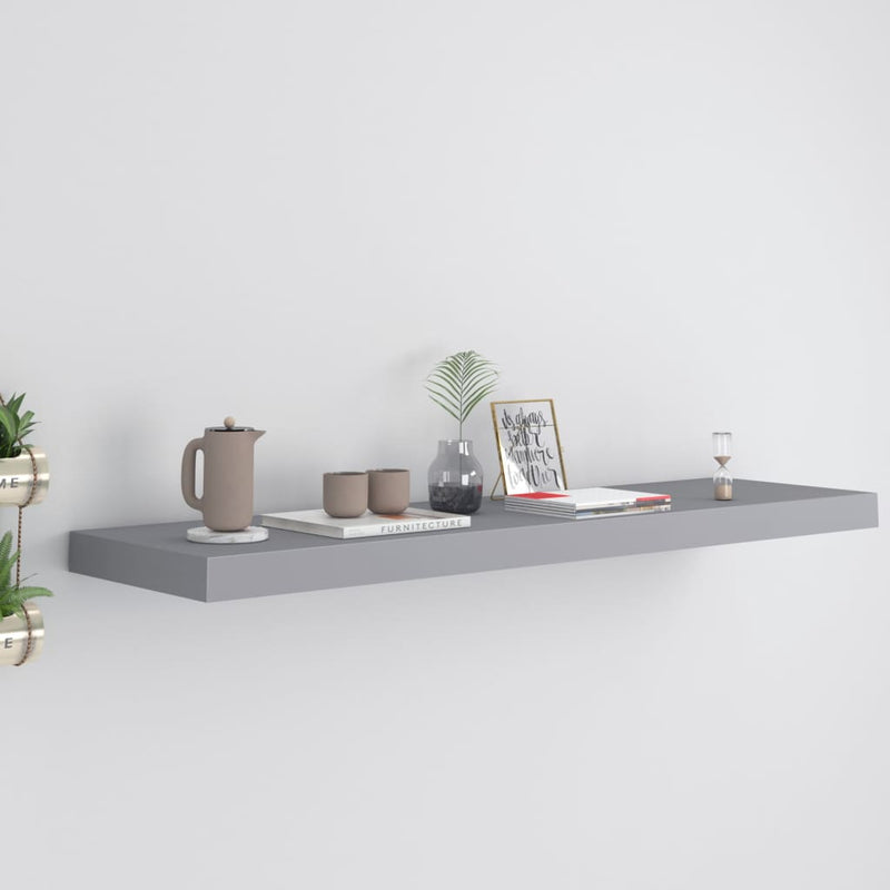 Wandschap zwevend 90x23,5x3,8 cm MDF grijs MeubelReus