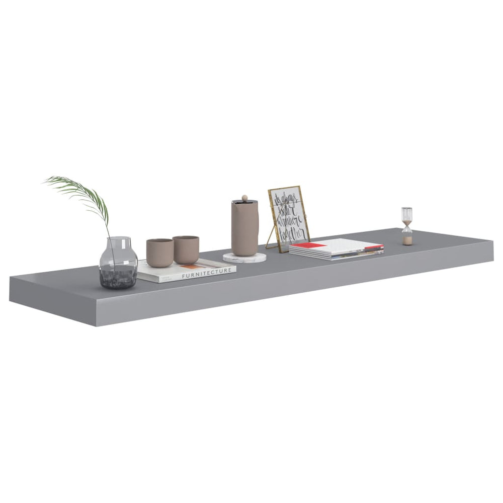 Wandschappen zwevend 2 st 90x23,5x3,8 cm MDF grijs MeubelReus