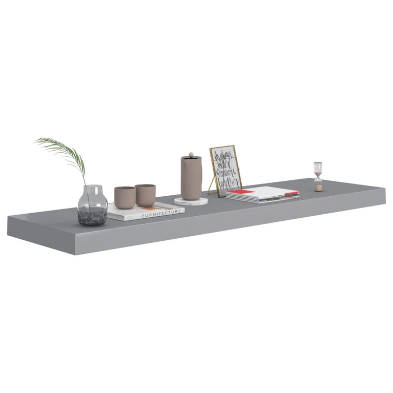 Wandschappen zwevend 2 st 90x23,5x3,8 cm MDF grijs MeubelReus