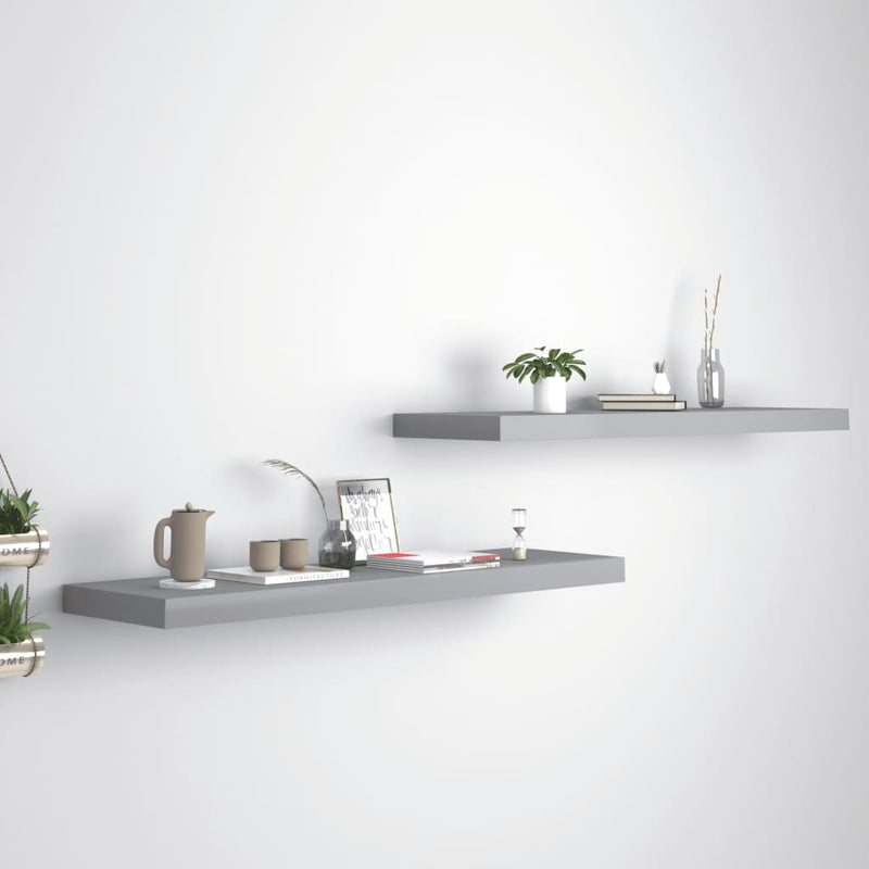 Wandschappen zwevend 2 st 90x23,5x3,8 cm MDF grijs MeubelReus