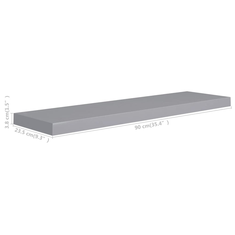 Wandschappen zwevend 4 st 90x23,5x3,8 cm MDF grijs MeubelReus