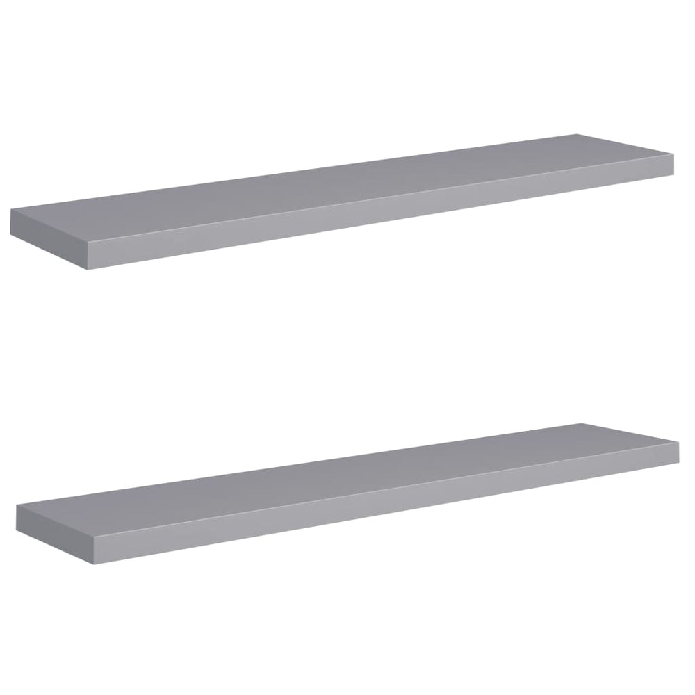 Wandschappen zwevend 2 st 120x23,5x3,8 cm MDF grijs MeubelReus