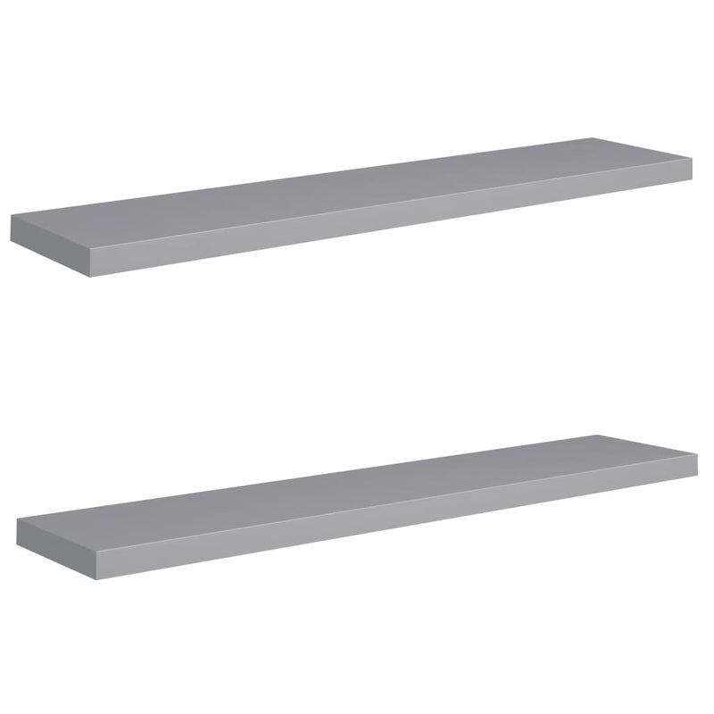 Wandschappen zwevend 2 st 120x23,5x3,8 cm MDF grijs MeubelReus