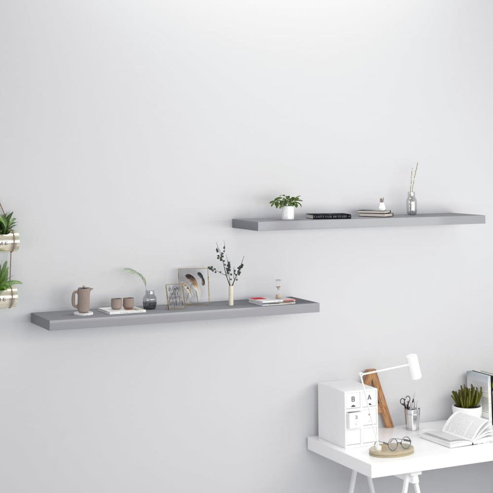 Wandschappen zwevend 2 st 120x23,5x3,8 cm MDF grijs MeubelReus