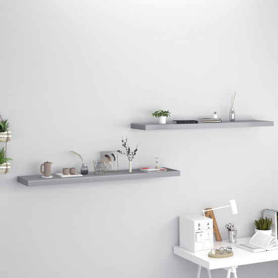 Wandschappen zwevend 2 st 120x23,5x3,8 cm MDF grijs MeubelReus